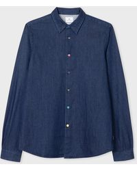 PS by Paul Smith - Tailored-fit Rinse Denim Shirt With Multi-colour Buttons Blue - Lyst