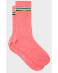 Paul Smith - Coral Openwork 'Swirl' Stripe Socks - Lyst