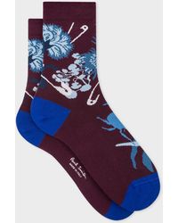 Paul Smith Damson 'beetle Botanical' Motif Socks - Multicolour