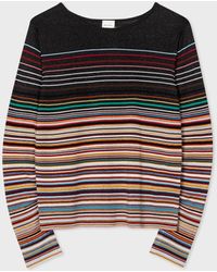 Paul Smith - Knitted 'signature Stripe' Glitter Sweater Multicolour - Lyst
