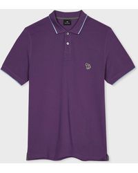 PS by Paul Smith - Slim-fit Purple Zebra Logo Polo Shirt With Light Blue Tipping - Lyst