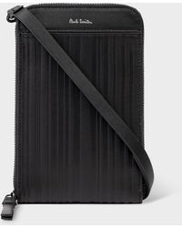 Paul Smith - Black Leather 'shadow Stripe' Phone Wallet Bag - Lyst