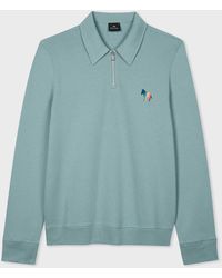 PS by Paul Smith - Light Blue Cotton-linen Zip-neck Sweatshirt - Lyst