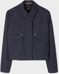 PS by Paul Smith - Navy Jersey Cropped Chore Jacket Blue - Lyst