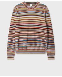 Paul Smith - Cotton 'Signature Stripe' Crew Neck Knitted Sweater - Lyst