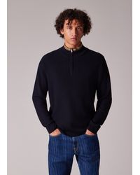 Paul Smith - Washable Merino Wool 'Signature Stripe' Quarter Zip Sweater - Lyst