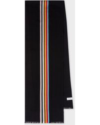 Paul Smith - Black Wool-blend Central Multi Stripe Scarf - Lyst