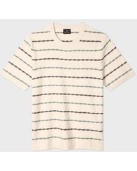 Paul Smith - Ecru Textured Stripe Knitted Cotton T-Shirt - Lyst