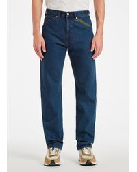 Paul Smith - Relaxed-Fit Dark-Wash 'Plains' Embroidered Jeans - Lyst