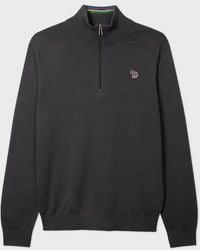 Paul Smith - Dark Organic Cotton Quarter Zip Zebra Logo Sweater - Lyst