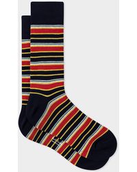 Paul Smith - Dark Navy And Red Stripe Cotton-blend Socks Blue - Lyst