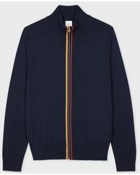 Paul Smith - 'Artist Stripe' Zip-Through Merino Wool Cardigan - Lyst