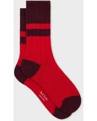 Paul Smith - And Burgundy Ribbed Colour Block Socks - Lyst