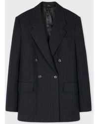 Paul Smith - Dark 'Shadow Stripe' Double Breasted Blazer - Lyst