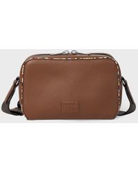 Paul Smith - Tan Leather 'Signature Stripe' Piping Flight Bag - Lyst