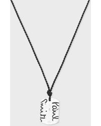 Paul Smith - Navy Necklace With Silver Tag - Lyst