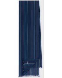 Paul Smith - Navy Stitch Stripe Cotton Scarf Blue - Lyst