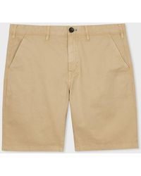 PS by Paul Smith - Sand Cotton-twill 'broad Stripe Zebra' Shorts Brown - Lyst