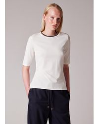 Paul Smith - Ivory Viscose Top With 'Signature Stripe' Trim - Lyst
