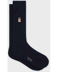 Paul Smith - Cotton-Blend Embroidered 'Signature Stripe' Socks - Lyst