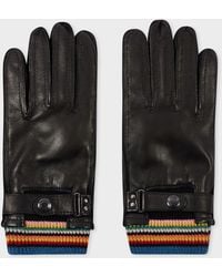Paul Smith - Leather 'Signature Stripe' Cuff Gloves - Lyst