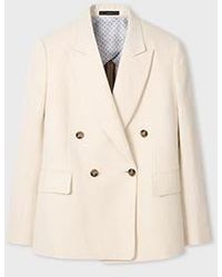 Paul Smith - Cream Cotton-Linen Double-Breasted Blazer - Lyst