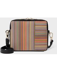 Paul Smith - Leather 'signature Stripe' Cross Body Bag Multicolour - Lyst