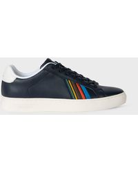 PS by Paul Smith - Navy Leather 'sports Stripe' 'rex' Trainers Blue - Lyst