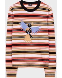 PS by Paul Smith - Merino Wool Blend Stripe 'swallow' Sweater Orange - Lyst