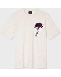 PS by Paul Smith - Ecru 'palm Tree' Nep Cotton-blend T-shirt White - Lyst
