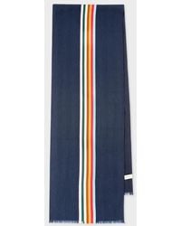 Paul Smith - Dark Blue Central Multi Stripe Scarf - Lyst