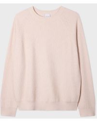 Paul Smith - Cream Merino Wool-Cotton Blend Ribbed Sweater - Lyst