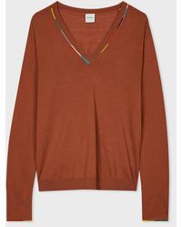 Paul Smith - Terracotta Merino Knitted V Neck Sweater - Lyst