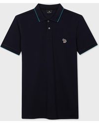PS by Paul Smith - Slim-fit Navy Zebra Logo Polo Shirt With Blue Tipping - Lyst