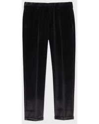 Paul Smith - Slim-fit Black Cotton Velvet Trousers - Lyst