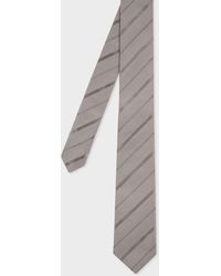 Paul Smith - Grey Textured-stripe Cotton-silk Tie - Lyst
