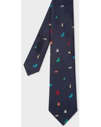 Paul Smith Navy 'insect' Silk Tie - Blue