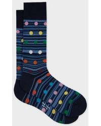 Paul Smith - Tonal Stripe And Multicolour Polka Dot Socks - Lyst