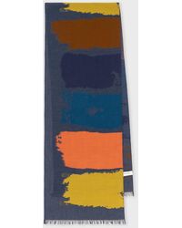Paul Smith - Navy 'painted Stripe' Cotton-blend Scarf - Lyst