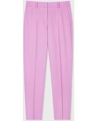 PS by Paul Smith - Tapered-fit Dusky Pink Wool-hopsack Trousers Purple - Lyst