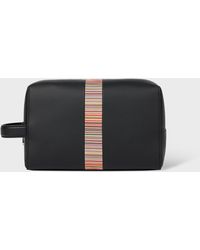 Paul Smith - Leather 'Signature Stripe' Trim Wash Bag - Lyst