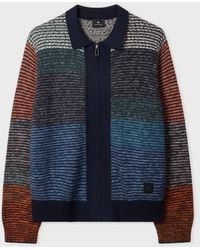 Paul Smith - Colour-Block Zip-Through Cotton-Wool Cardigan - Lyst