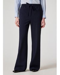 Paul Smith - Wool-Blend Seersucker Pinstripe Wide Leg Trousers - Lyst