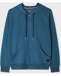 Paul Smith - Petrol Cotton-Blend Zip Lounge Hoodie - Lyst