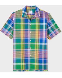 PS by Paul Smith - Multicolour Check Cotton-linen Short-sleeve Shirt - Lyst