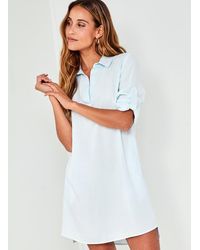 Bella Dahl Seafoam Long Sleeve A-line Shirt Dress - Blue