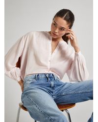 Pepe Jeans - Bluse mao-kragen relaxed fit - Lyst