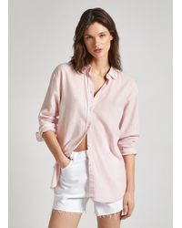 Pepe Jeans - Bluse baumwolle leinen relaxed fit - Lyst