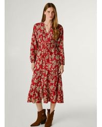 Pepe Jeans - Kleid Lang Ganzflächiges Blumenmuster - Lyst