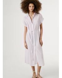 Pepe Jeans - Kleid Midi Popeline Hemdkragen - Lyst